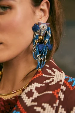 Welcome To The Jungle Earrings In Indigo